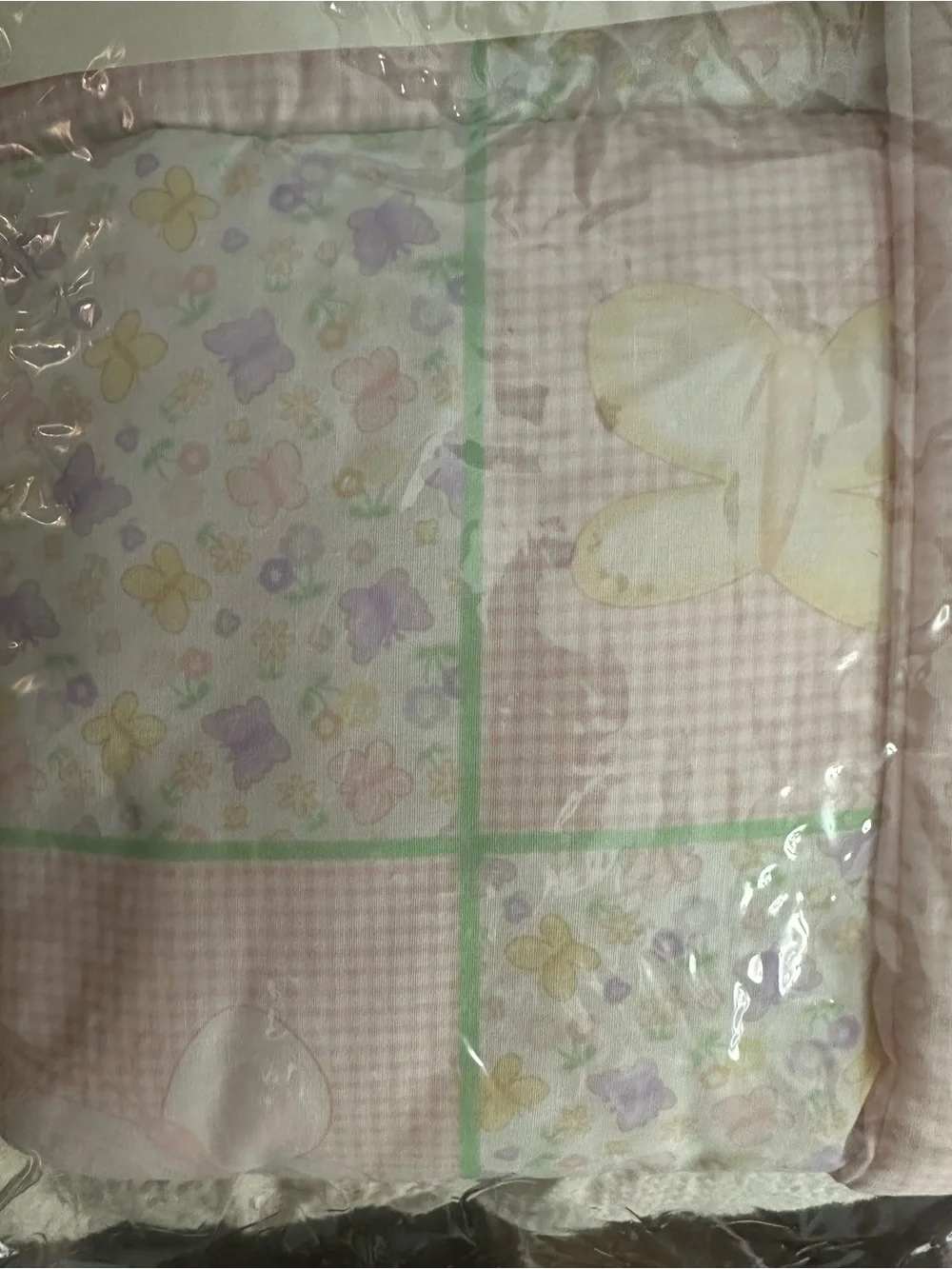 Vintage 90’s Baby Simply Basic Butterfly Color Block Quilted Crib Comforter- NOS